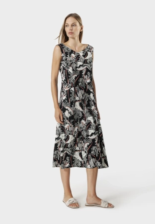 Wiskozowa sukienka w czarno-biały wzór