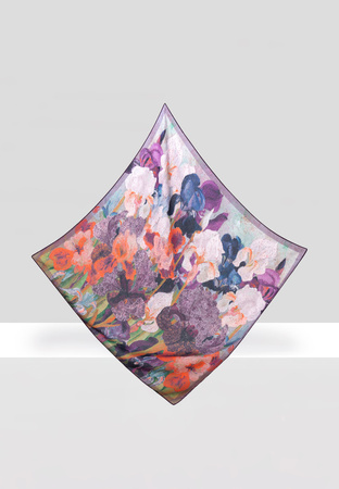 Dwustronna wiskozowa apaszka w kwiaty