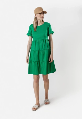 Bawełniana zielona sukienka z falbanami