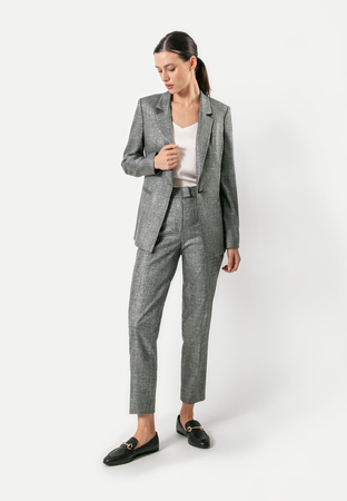 Spodnie w kratę w srebrno-szarym kolorze
