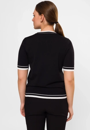 Dzianinowa czarna bluzka z aplikacją