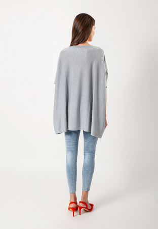 Tunika w szarym kolorze ze srebrną nicią