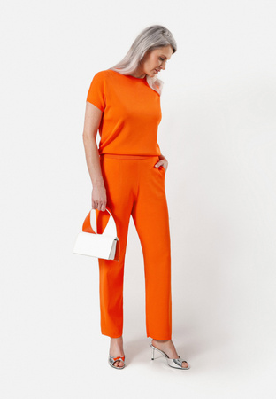 Pomarańczowe spodnie z dzianiny