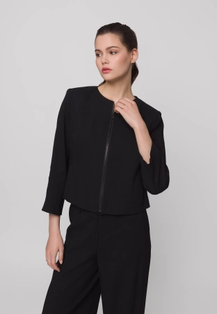 Krótki żakiet z wiskozą i lnem