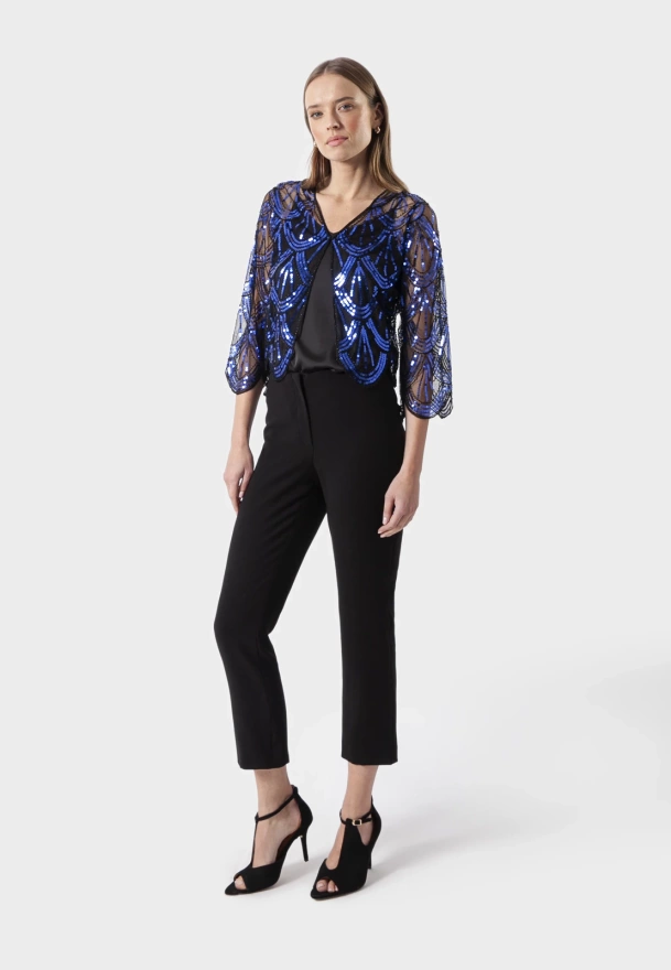 Czarno-granatowe bolerko cekinowe