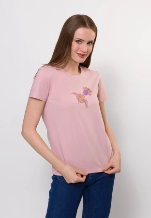 Różowy bawełniany t-shirt z rybką