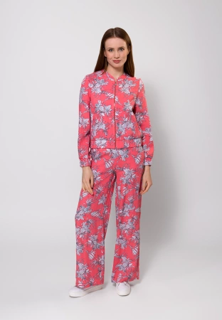 Spodnie z wiskozą w białe kwiaty