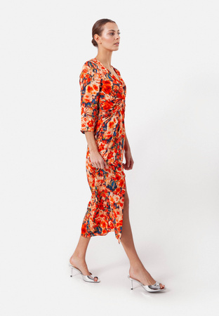 Wiskozowa sukienka z fantazyjnym drapowaniem