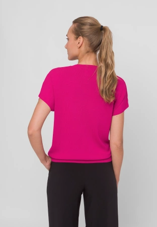 Różowa dzianinowa bluzka z wiskozą