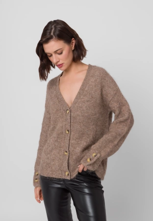 Beżowy kardigan z alpaką