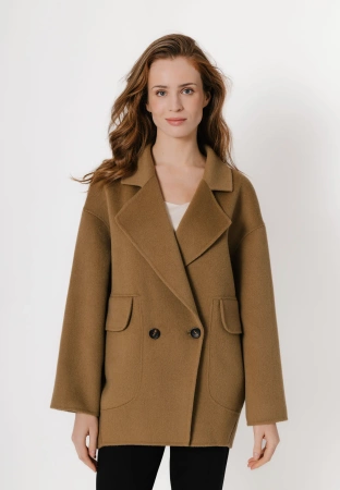 Brązowa kurtka z wełny double face