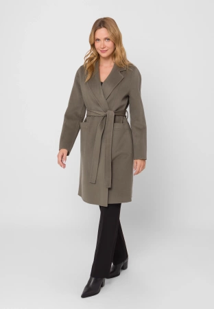 Wiązany płaszcz 100% wełna