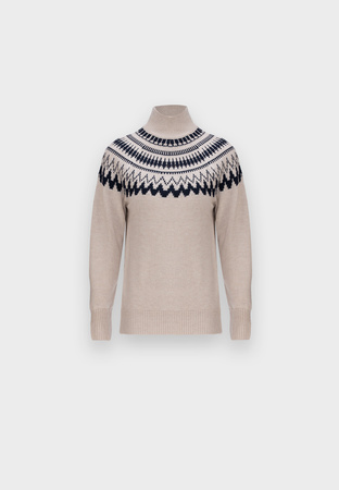 Beżowy sweter w norweski wzór