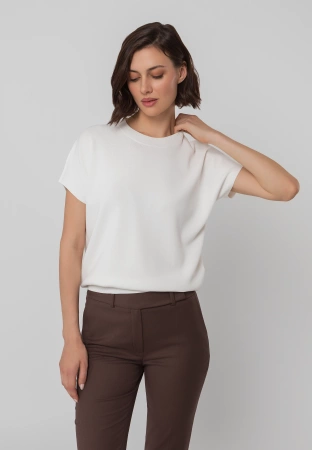 Ecru dzianinowa bluzka z wiskozą