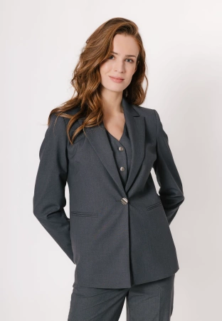 Grafitowy żakiet na jeden guzik