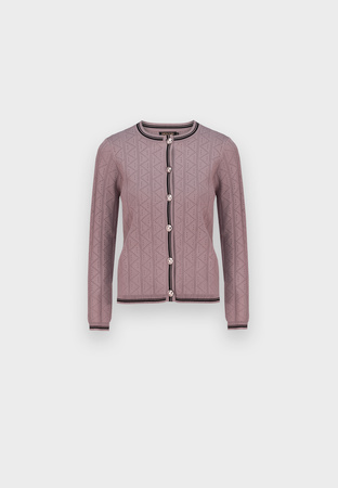 Ażurowy kardigan z ozdobnymi guzikami w brązowym kolorze