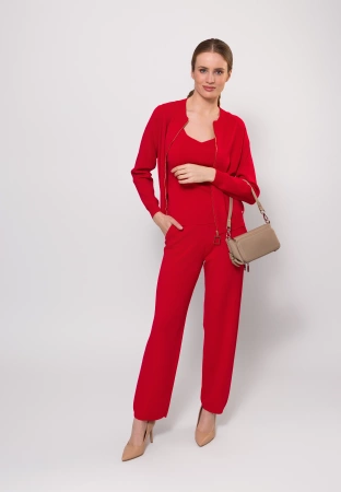 Czerwone spodnie z dzianiny