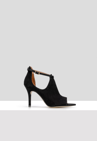 Eleganckie czarne szpilki z zamszu