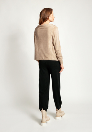 Czarne dzianinowe joggery z dużymi kieszeniami