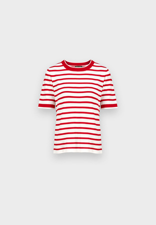 Dzianinowa bluzka w czerwono-białe paski