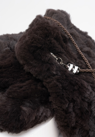 Brązowe futrzane rękawiczki na jeden palec