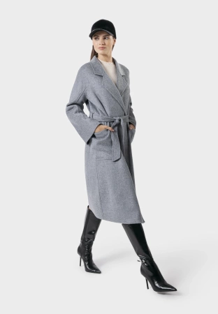 Szary płaszcz double face 100% wełna