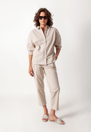 Beżowa popelinowa koszula