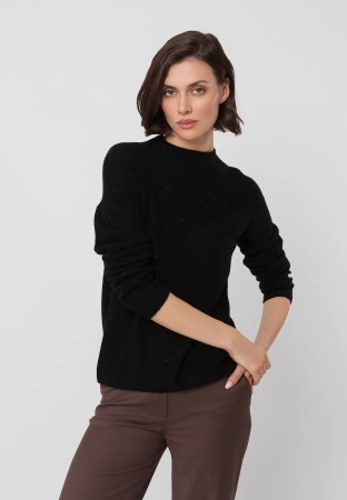 Czarny wełniany sweter z błyszczącymi drobinkami