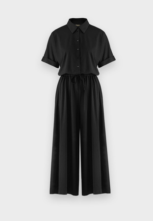 Kombinezon zapinany do pasa z szerokimi nogawkami