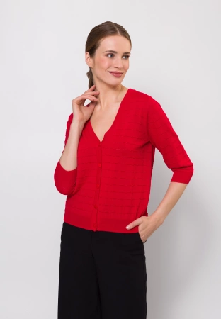 Czerwony kardigan z rękawkiem ¾