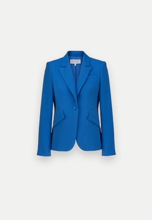 Niebieski taliowany żakiet z patkami