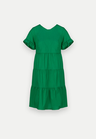 Bawełniana zielona sukienka z falbanami