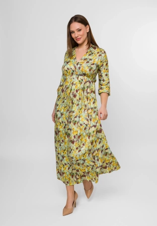Długa wzorzysta sukienka z wiskozy