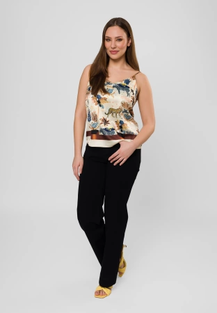 Beżowy satynowy top w zwierzęcy print