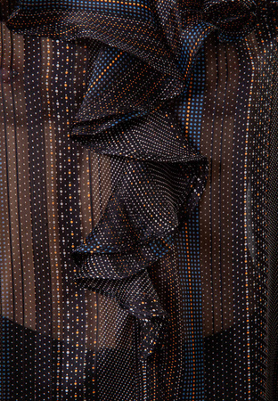 Transparentna bluzka z żabotem w drobne kropeczki