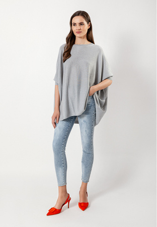 Tunika w szarym kolorze ze srebrną nicią