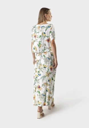 Biała spódnica w kwiaty 100% wiskoza