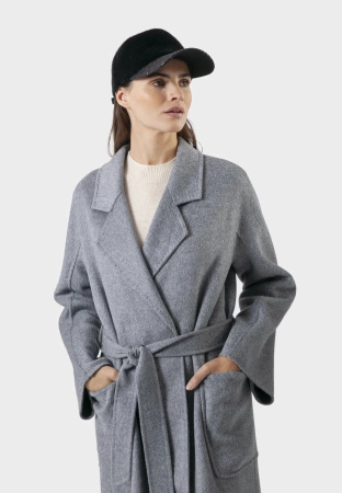 Szary płaszcz double face 100% wełna