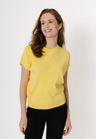 Żółta dzianinowa bluzka z wiskozą