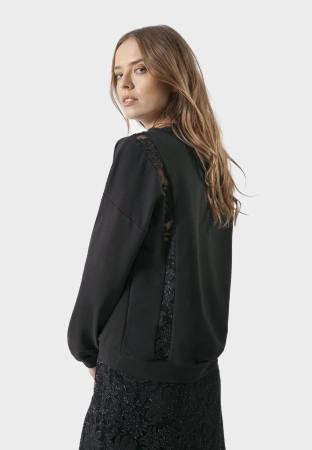 Bawełniana bluza z delikatną koronką