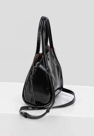 Czarna lakierowana torebka z saszetką