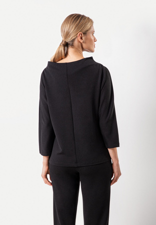 Czarna bluzka z dekoltem w łódkę