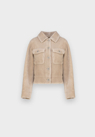 Krótkie beżowe futerko 100% wełna