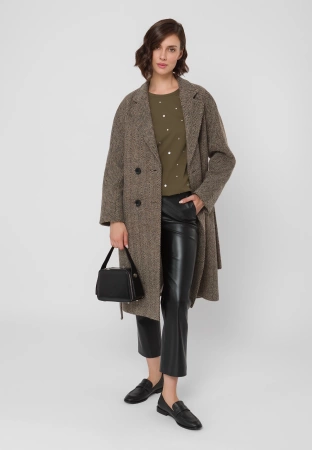 Dwurzędowy płaszcz w jodełkę