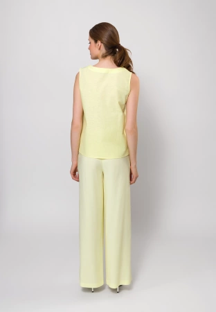 Żółte szerokie spodnie z wiskozą i lnem