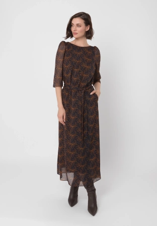 Sukienka wiązana w pasie z rękawem ¾