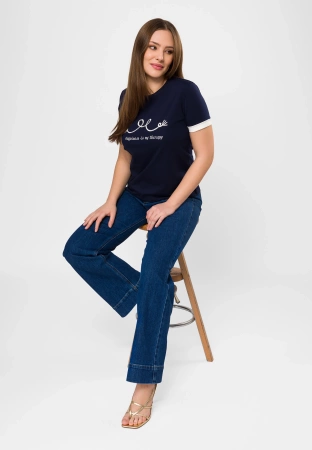 Granatowy t-shirt z marynarskim wzorem