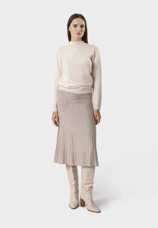 Beżowa dzianinowa spódnica z plisowaniem