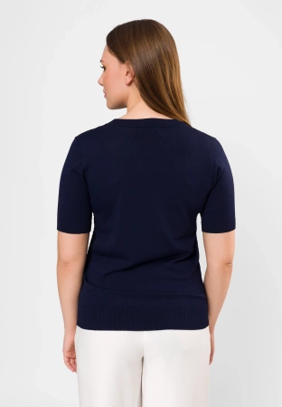 Granatowa bluzka o ażurowym splocie