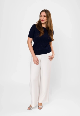 Granatowa bluzka o ażurowym splocie